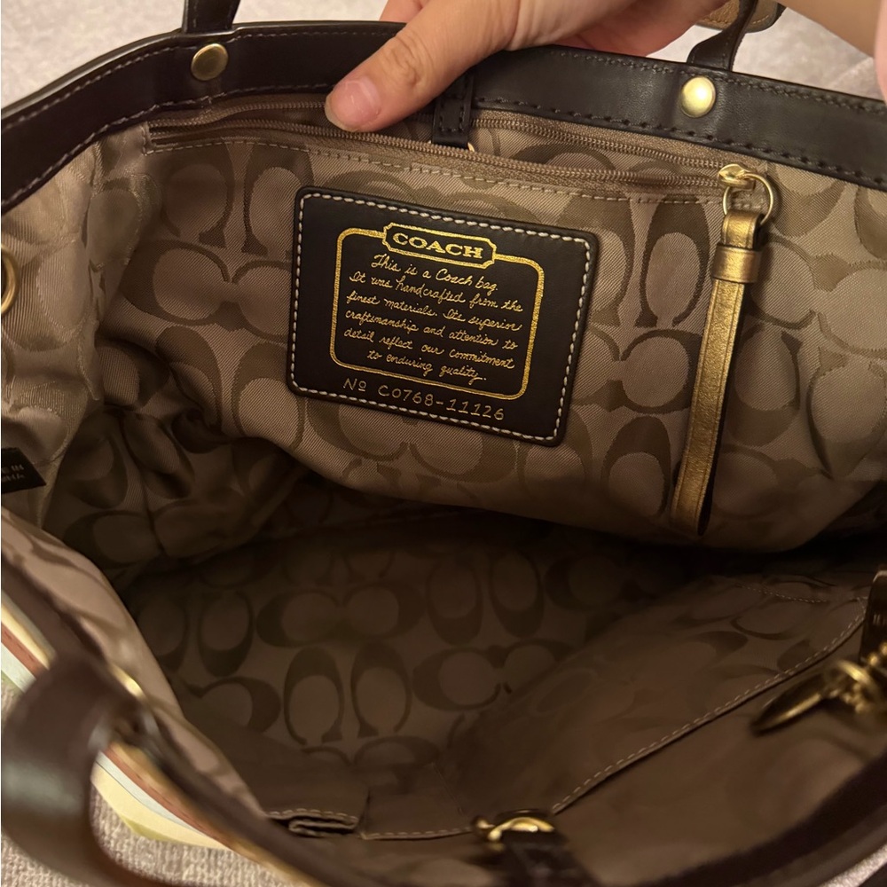 Coach Vibrant Striped Tote with Gold Accents - Picture 15 of 15